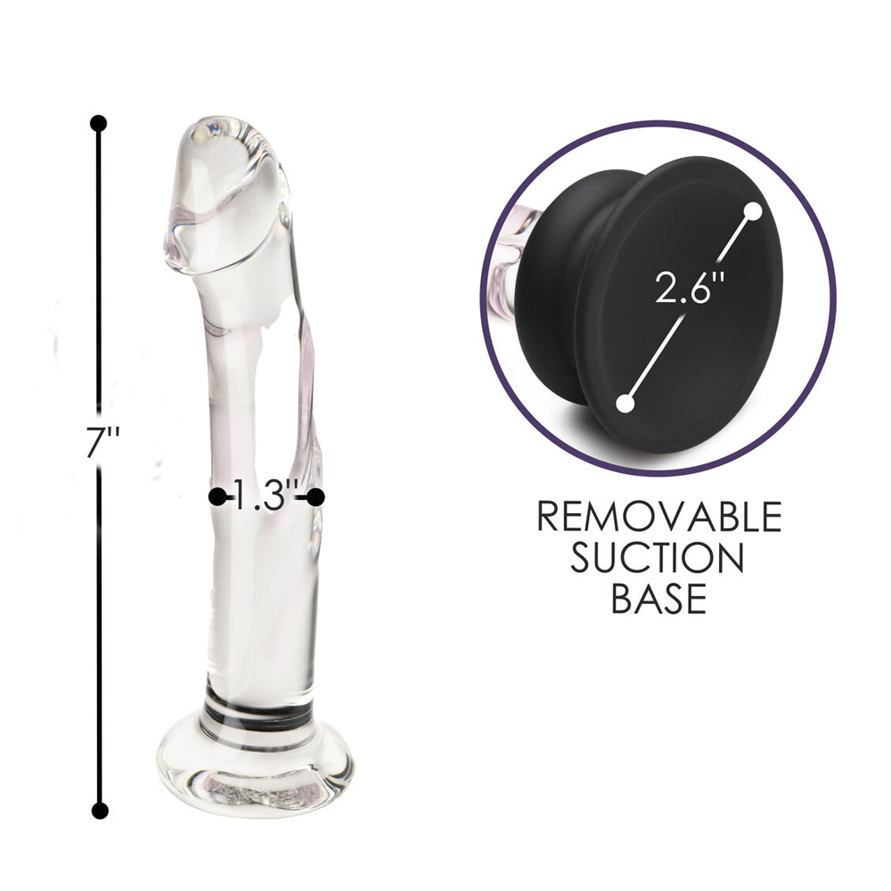 Pleasure Crystals 7" Glass Dildo With Silicone Base