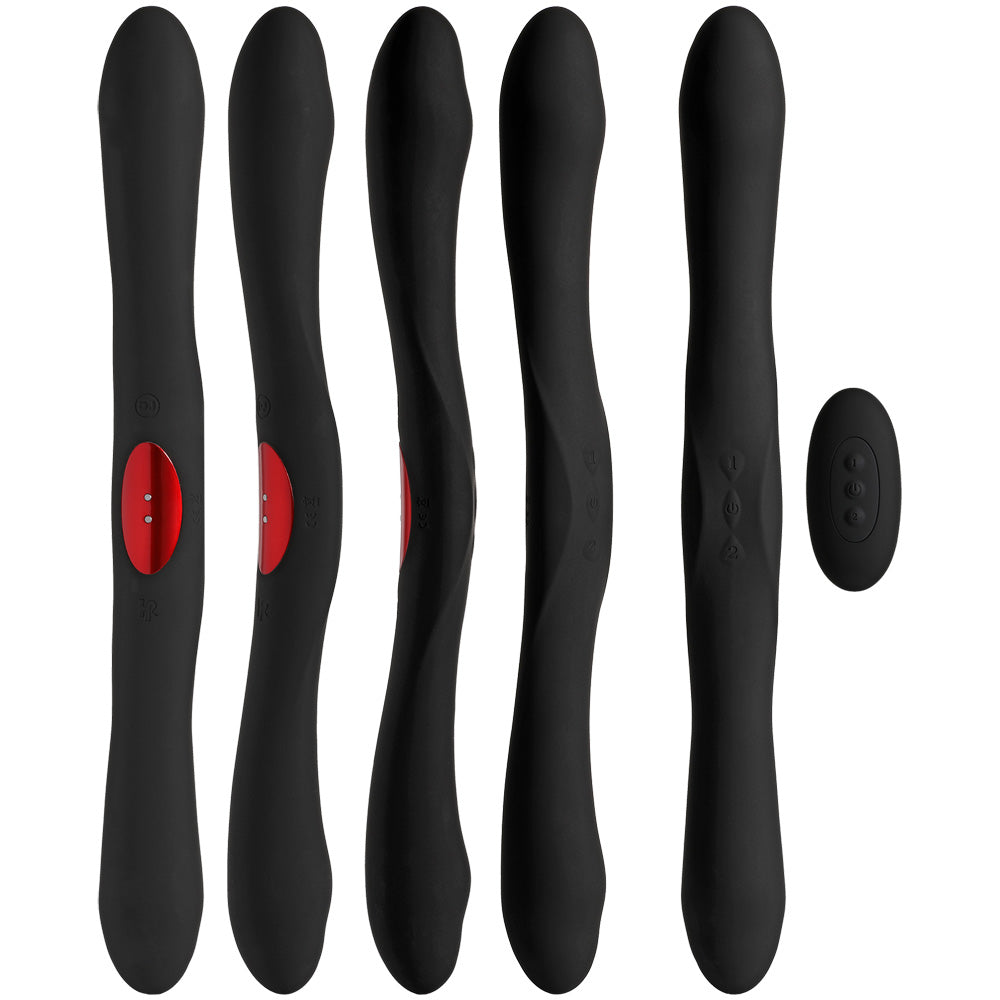 Kink By Doc Johnson Dual-Flex Silicone Vibrator With Wireless Remote Black