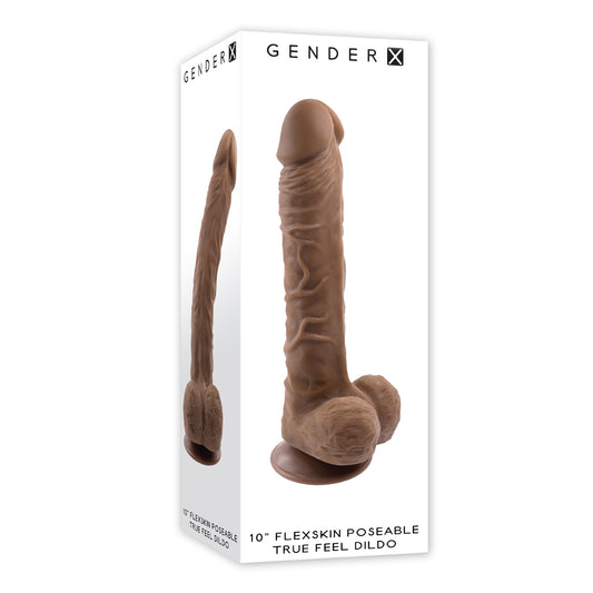 10" Flexskin Poseable True Feel Dildo Dark