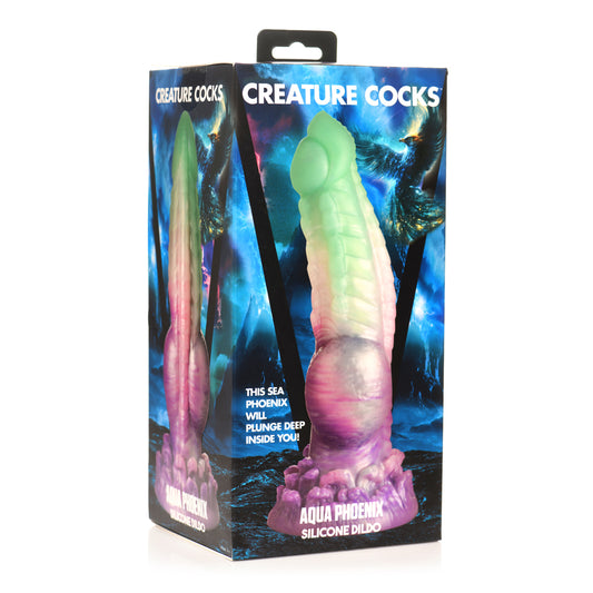 Creature Cocks Aqua Phoenix Silicone Dildo