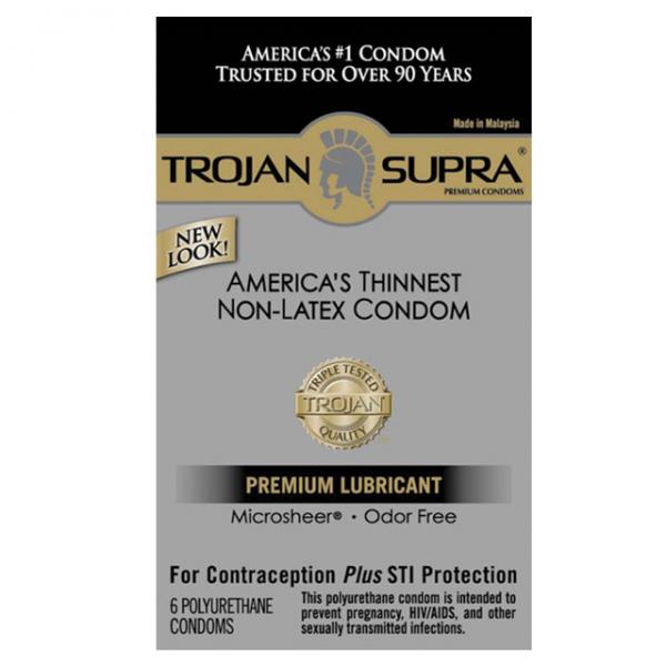 Trojan Supra Microsheer Polyurethane Condoms 6 Pack