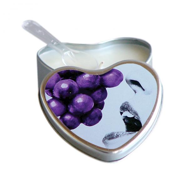 Earthly Body Edible Massage Candle Grape 4oz Heart Tin