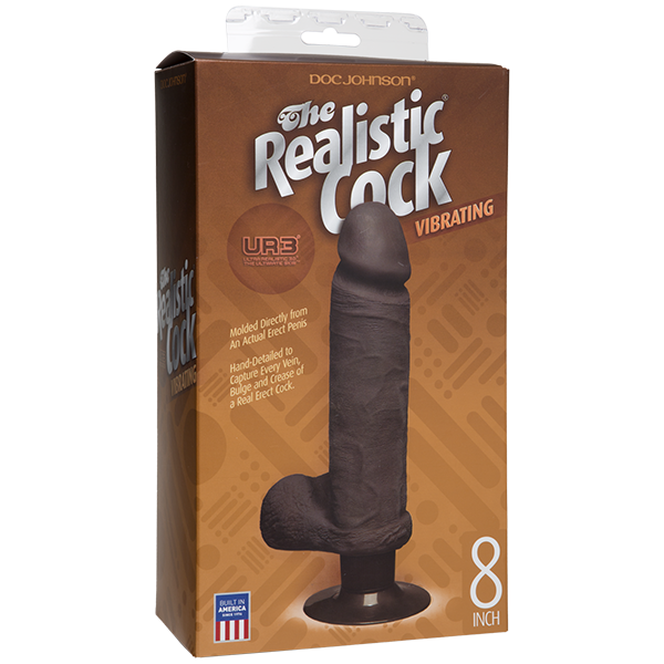 The Vibro Realistic Cock UR3 Vibrator 8 Inch - Brown