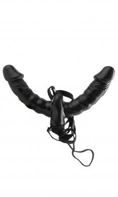 Vibrating Double Delight Strap-On Black