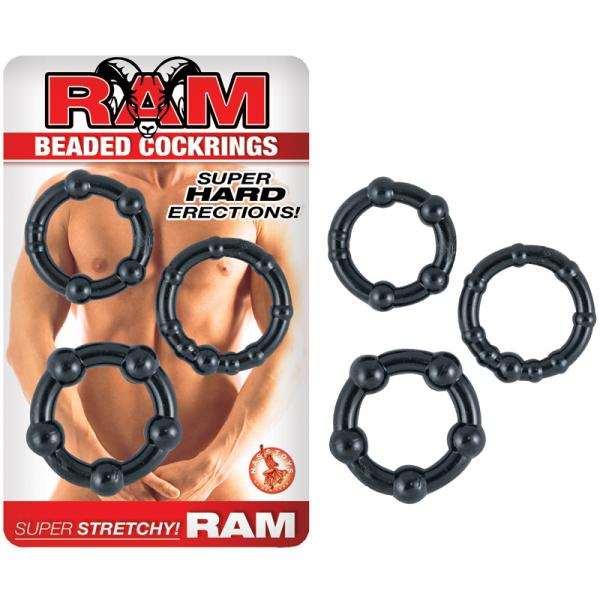 Ram Beaded Cockrings Black