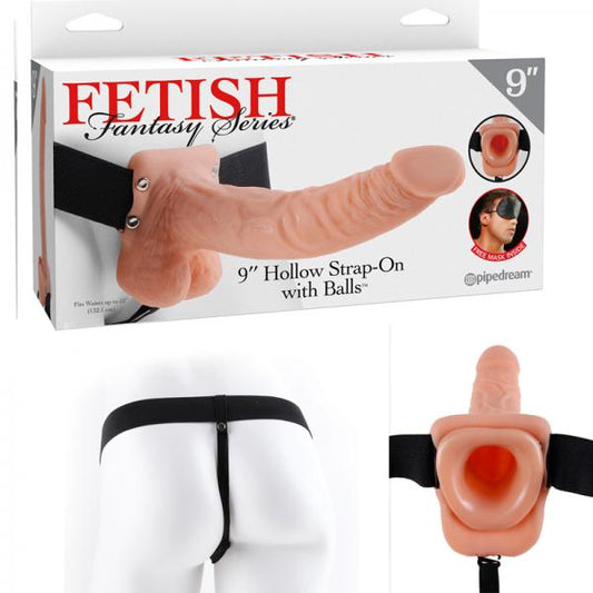 Fetish Fantasy 9in Hollow Strap-on With Balls Flesh