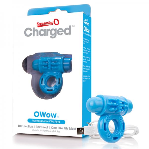 Screaming O Charged Owow Vooom Vibrating Cock Ring - Blue