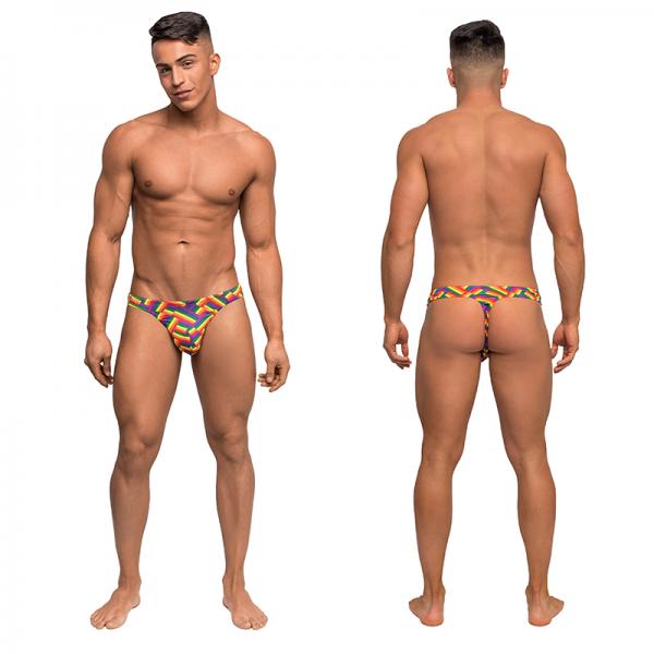 Pride Fest Contoured Pouch Bong Thong Rainbow S/M