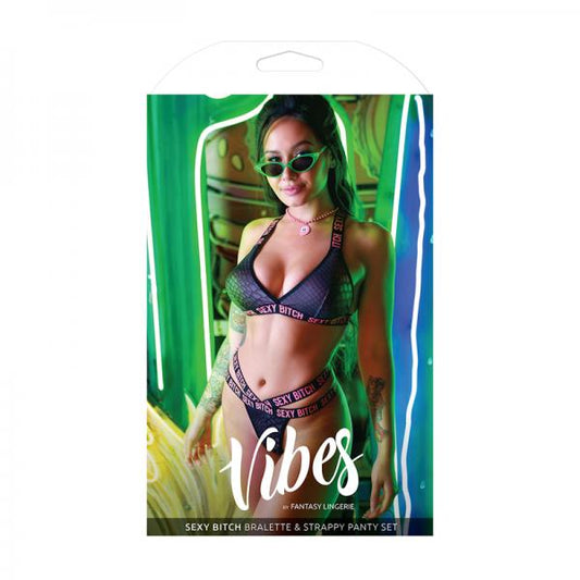 Vibes Sexy Bitch Reptile Print Set Blk S/m